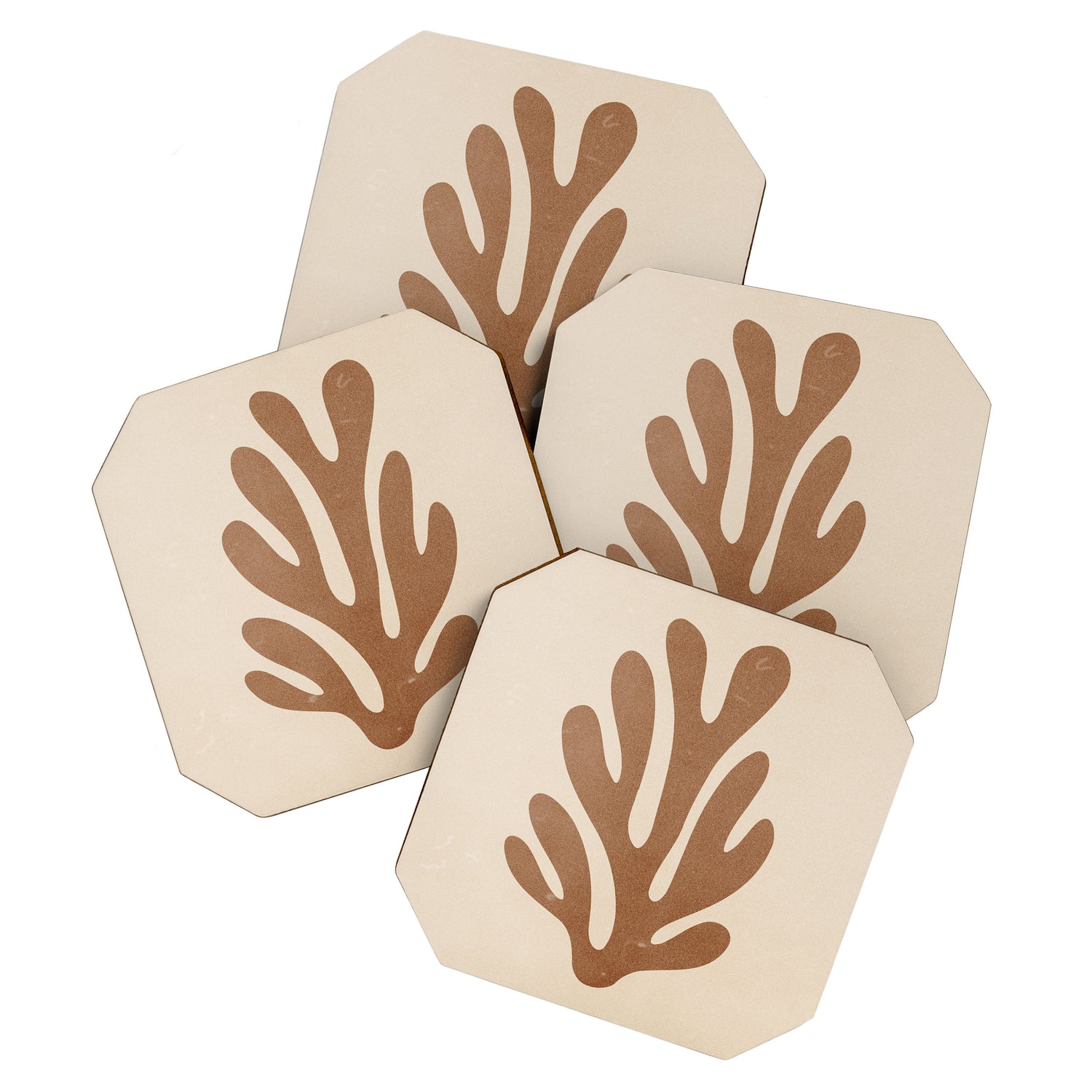 Coral Leaf: Matisse Taupe Brown Edition Coaster Gallery Image 1