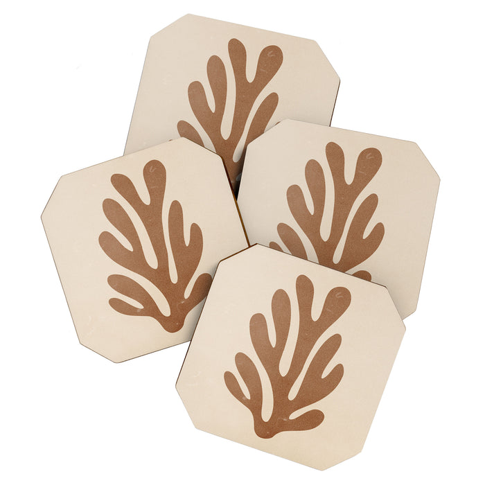 Coral Leaf: Matisse Taupe Brown Edition Coaster Gallery Image 1