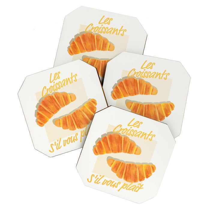 Croissants: Vintage Retro French Brunch Bakery Cafe Art Coaster Gallery Image 1