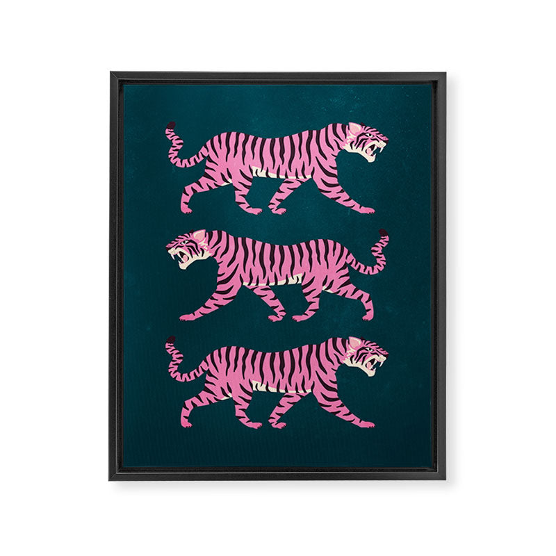 Fierce: Night Race Pink Tiger Edition Framed Canvas Print Gallery Image 6