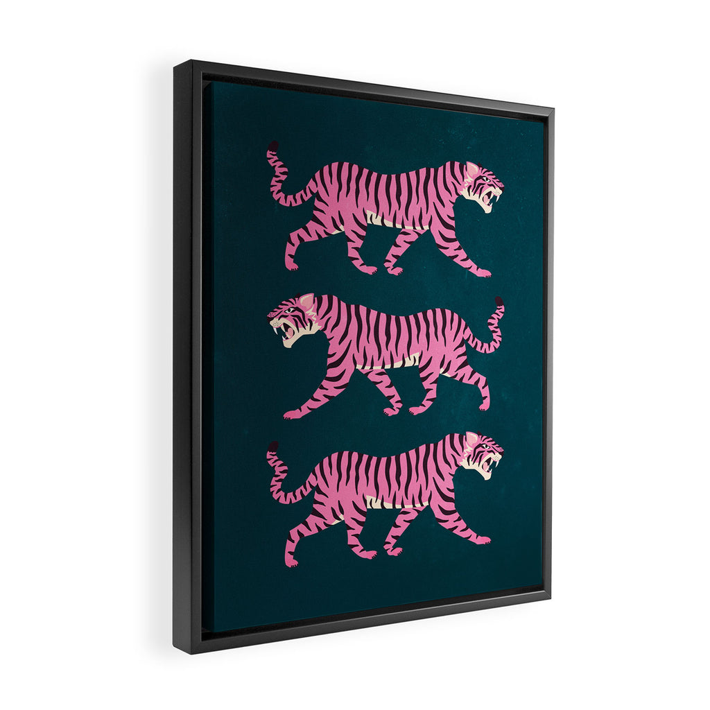Fierce: Night Race Pink Tiger Edition Framed Canvas Print Gallery Image 2