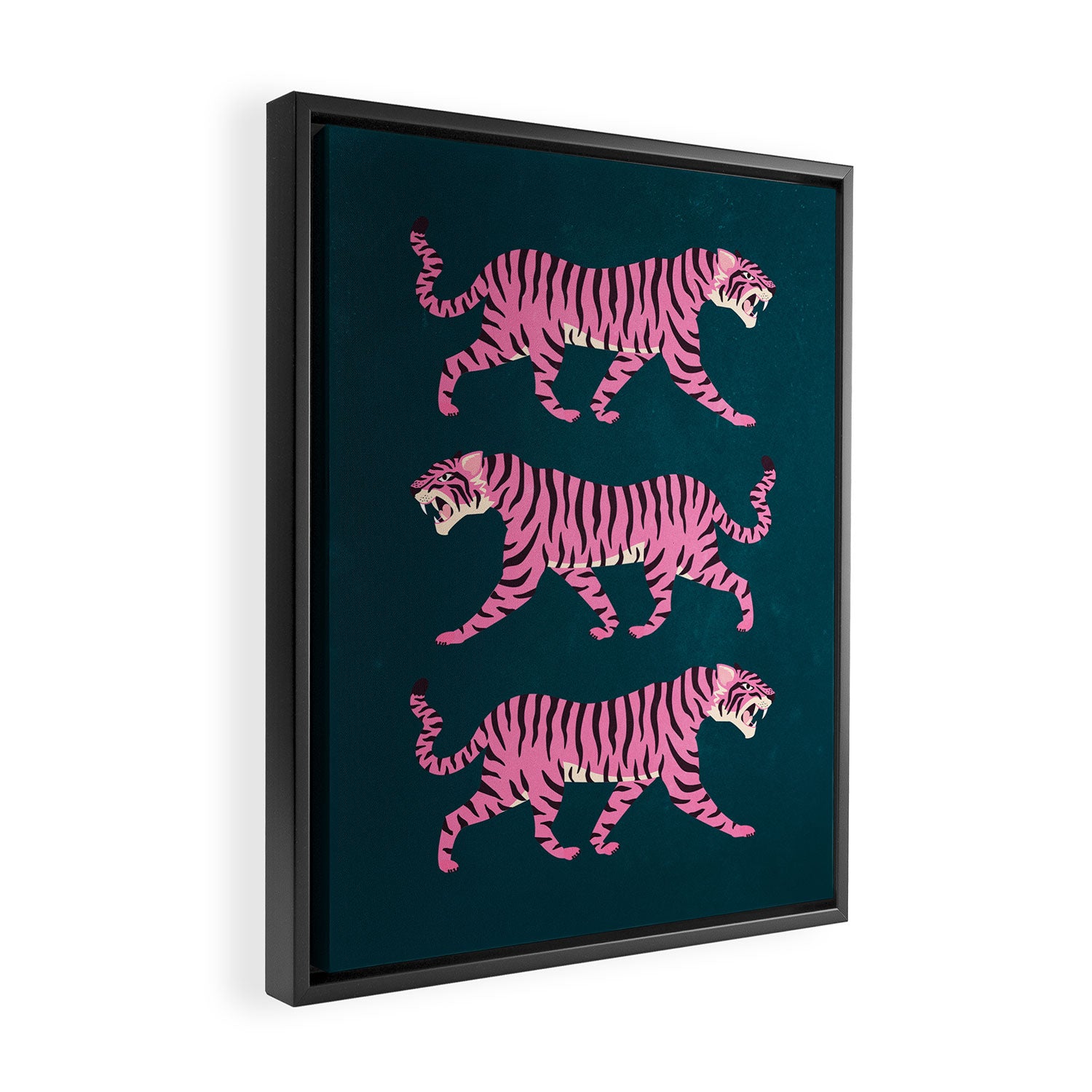 Fierce: Night Race Pink Tiger Edition Framed Canvas Print Gallery Image 2