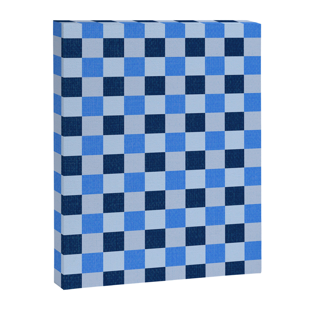 French Ocean Blue Checks Pattern Canvas Print Gallery Image 8