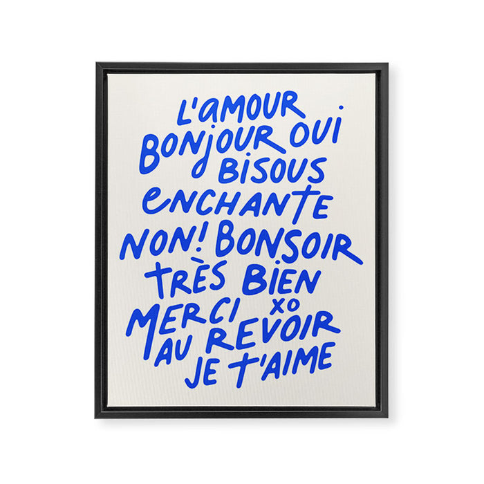 French Words Framed Canvas Print Gallery Image 1