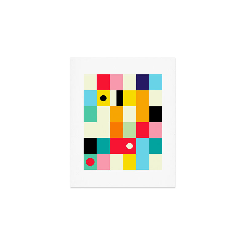 Geometric Bauhaus Pattern | Retro Arcade Video Game | Abstract Shapes Art Print Gallery Image 1
