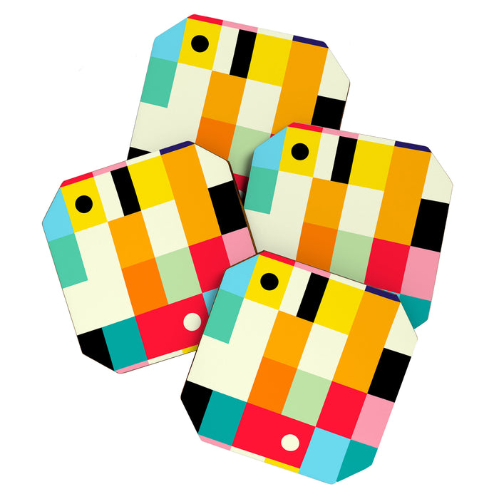 Geometric Bauhaus Pattern | Retro Arcade Video Game | Abstract Shapes Coaster Gallery Image 1