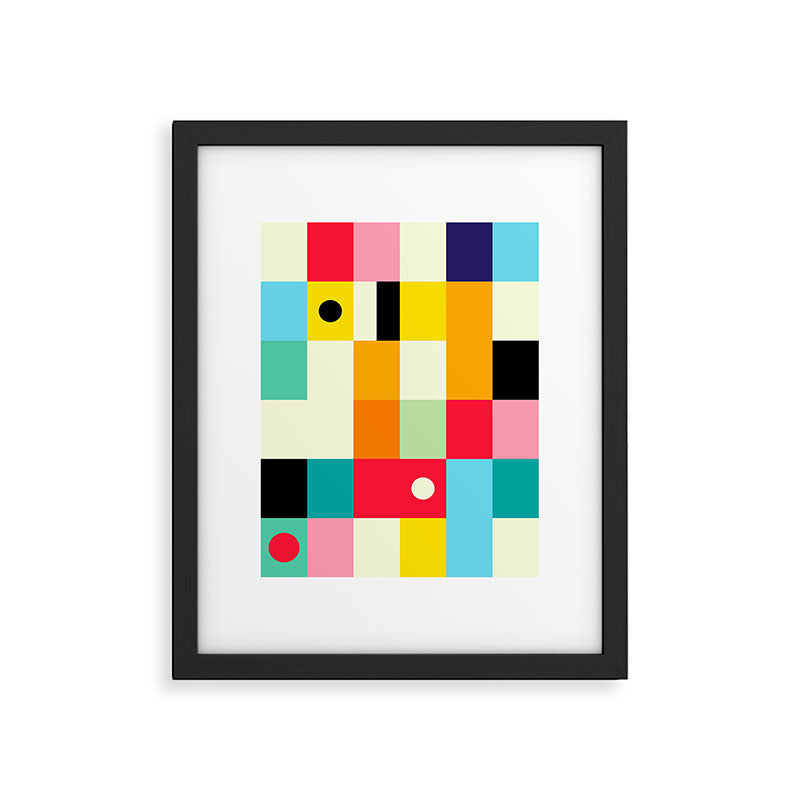 Geometric Bauhaus Pattern | Retro Arcade Video Game | Abstract Shapes Framed Art Print Gallery Image 4