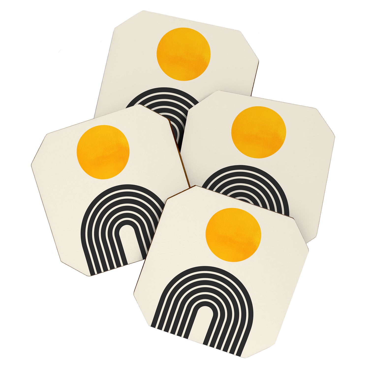 Gold Sun I: Mid-Century Modern Edition Coaster Gallery Image 1
