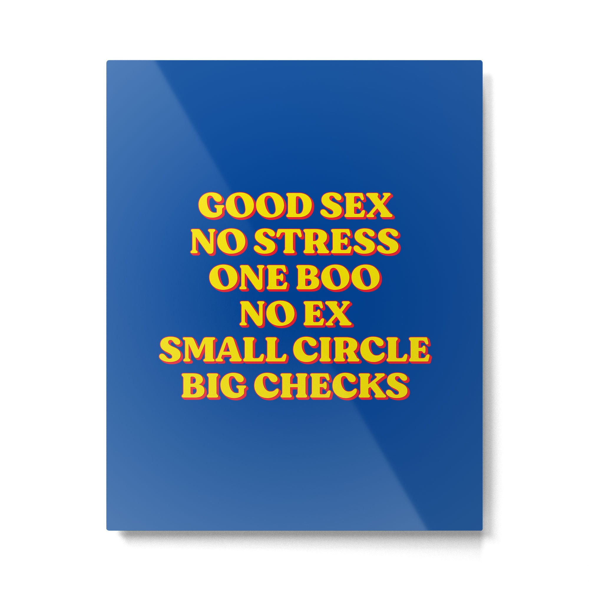 Good Sex, No Stress, One Boo, No Ex, Small Circle, Big Checks Metal Print Gallery Image 6