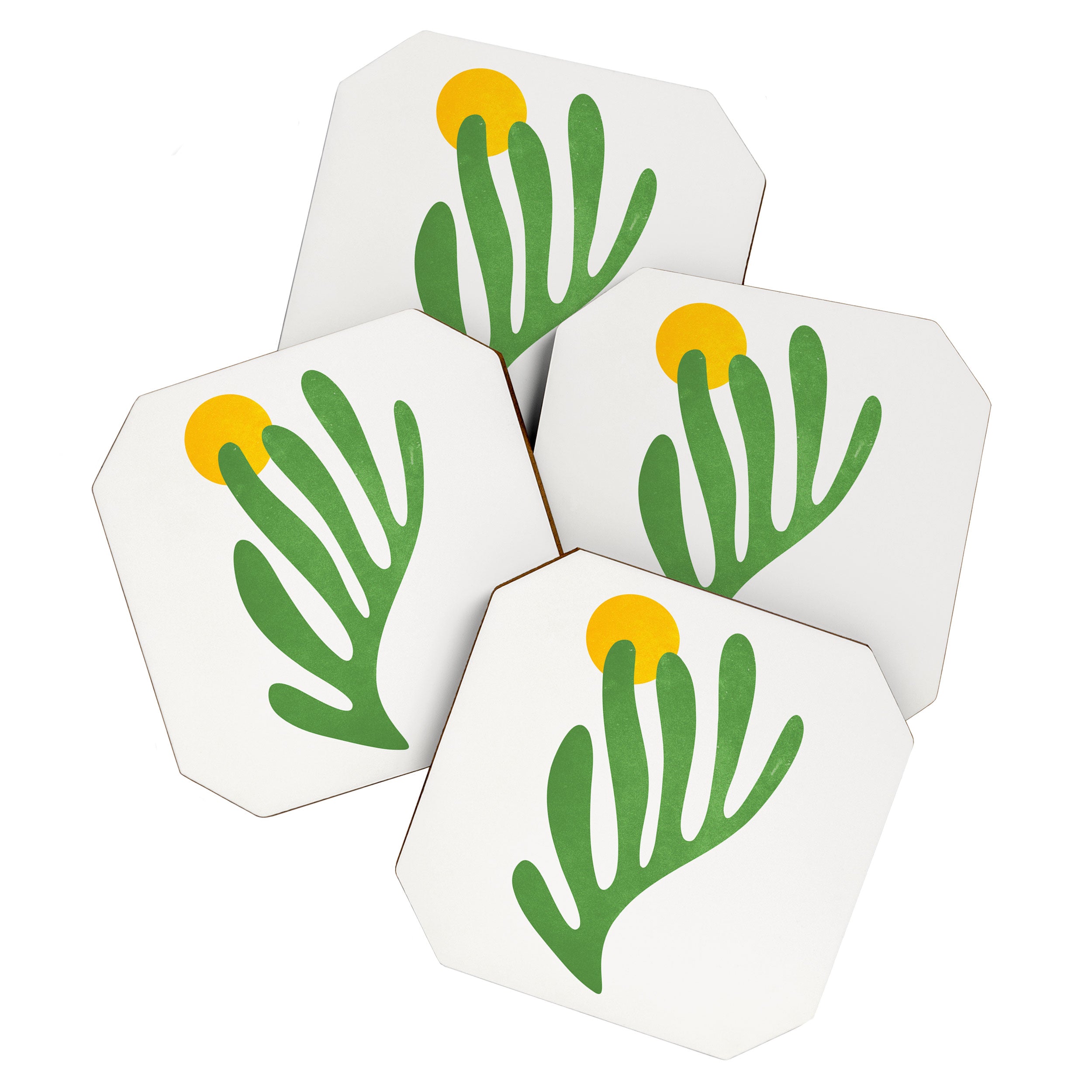 Green Leaf & Sun: Matisse Edition | Mid Century Series Coaster Gallery Image 1
