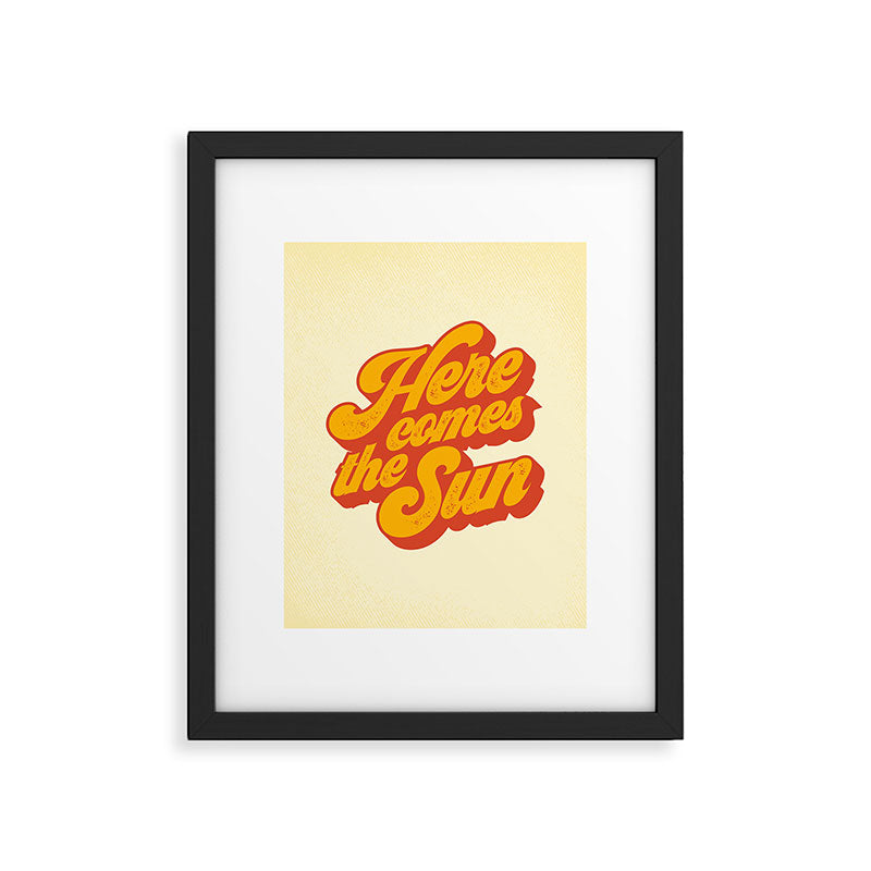 Here Comes The Sun | Retro 70s Typography Framed Art Print Gallery Image 5