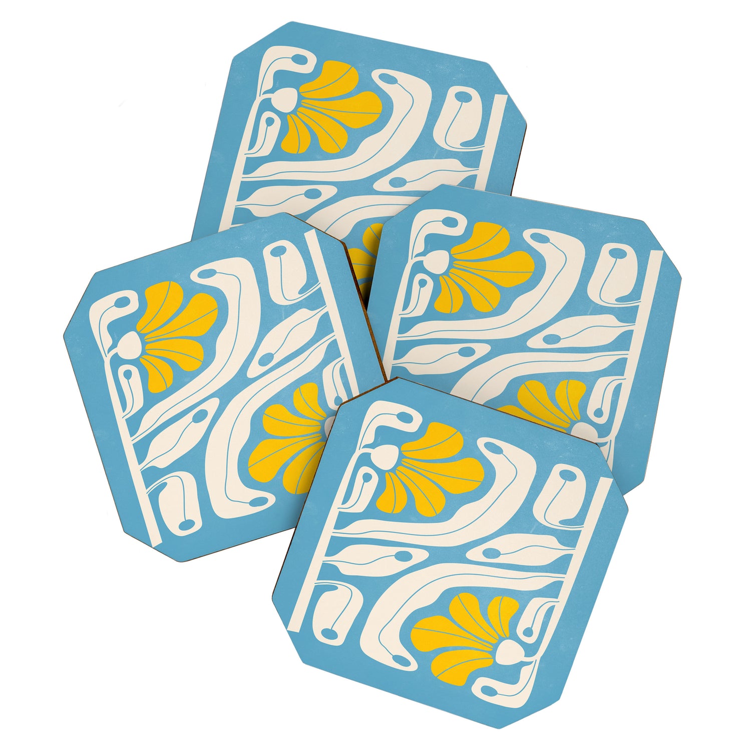 Iceberg & Golden Poppy: Les Fleurs | Flower Market Color Series 03 Coaster Gallery Image 1