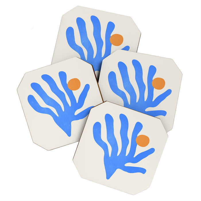 Jazz Blue Leaf: Matisse Series 02 | Mid-Century Edition Coaster Gallery Image 1