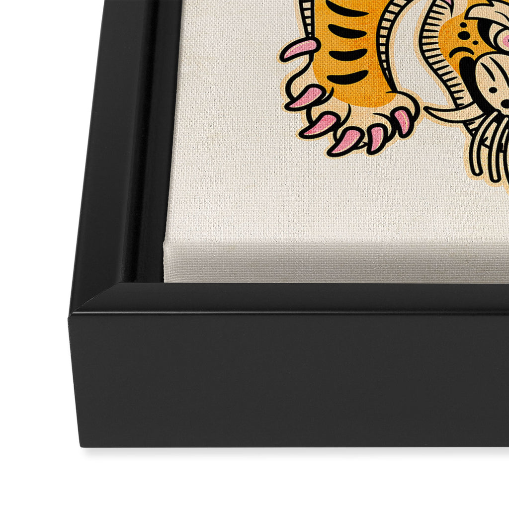 King Of The Jungle 01: Golden Tiger Edition Framed Canvas Print Gallery Image 3