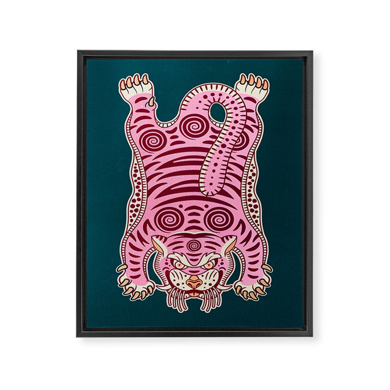 King Of The Jungle 02: Pink Tiger Edition Framed Canvas Print Gallery Image 6