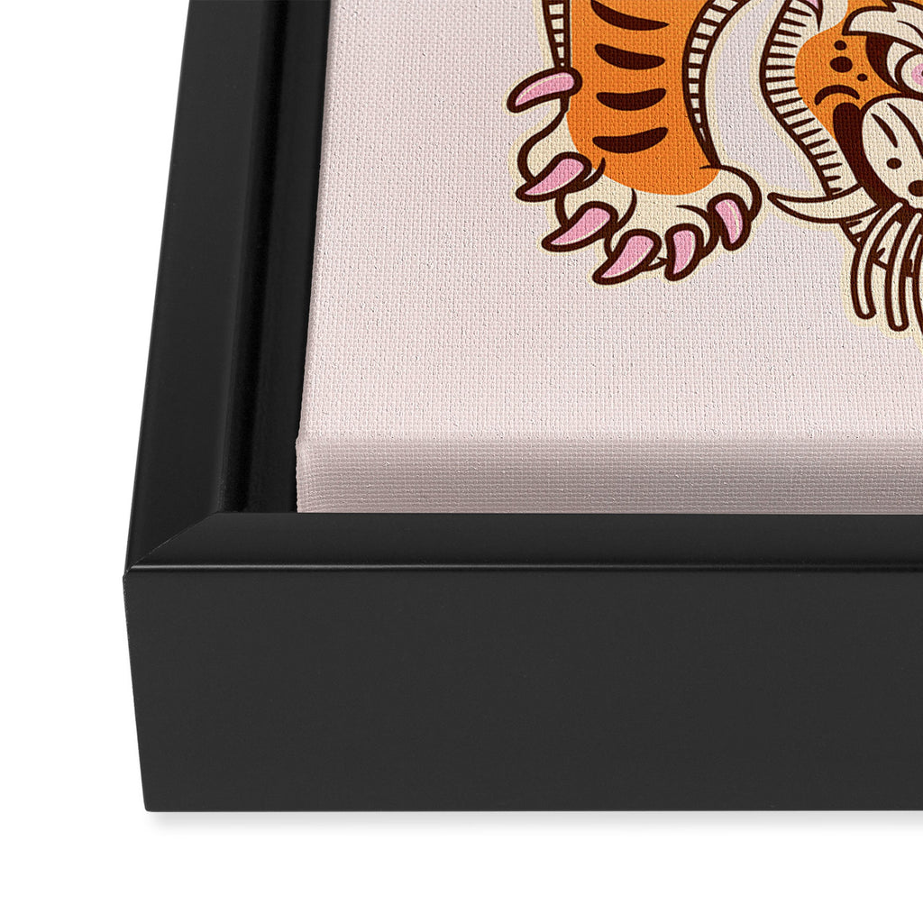 King Of The Jungle 03: Peach Tiger Edition Framed Canvas Print Gallery Image 3