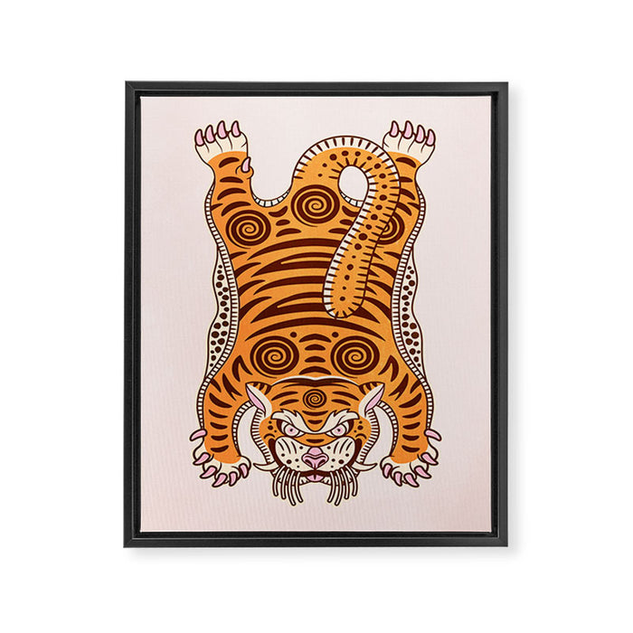 King Of The Jungle 03: Peach Tiger Edition Framed Canvas Print Gallery Image 1