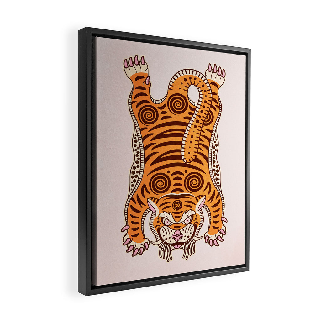 King Of The Jungle 03: Peach Tiger Edition Framed Canvas Print Gallery Image 2