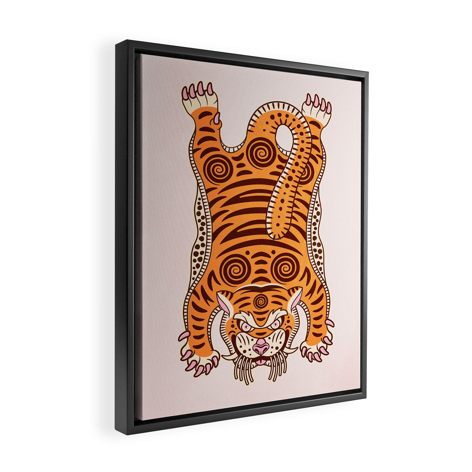 King Of The Jungle 03: Peach Tiger Edition Framed Canvas Print Gallery Image 2