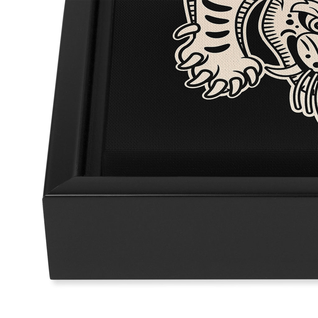 King Of The Jungle 04: Black & White Tiger Edition Framed Canvas Print Gallery Image 3