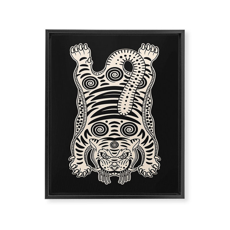 King Of The Jungle 04: Black & White Tiger Edition Framed Canvas Print Gallery Image 6