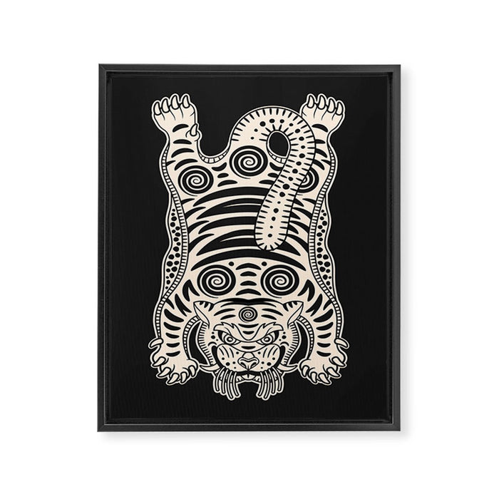 King Of The Jungle 04: Black & White Tiger Edition Framed Canvas Print Gallery Image 1