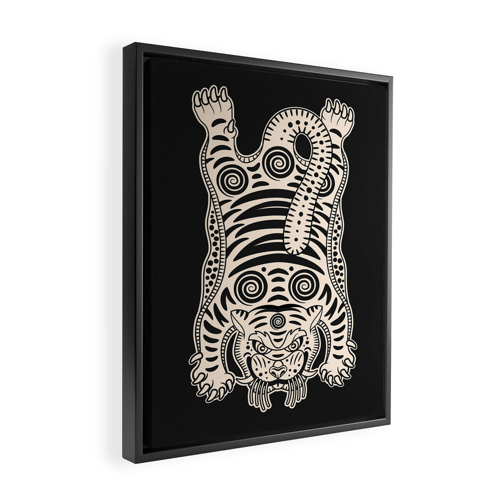 King Of The Jungle 04: Black & White Tiger Edition Framed Canvas Print Gallery Image 2
