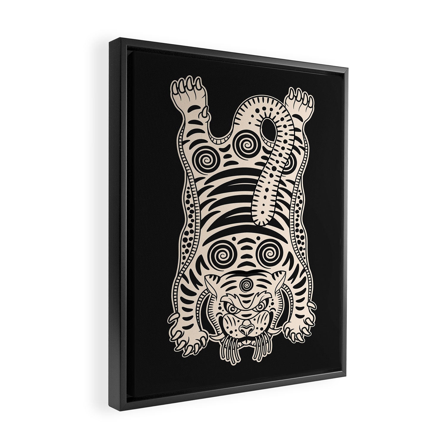 King Of The Jungle 04: Black & White Tiger Edition Framed Canvas Print Gallery Image 2