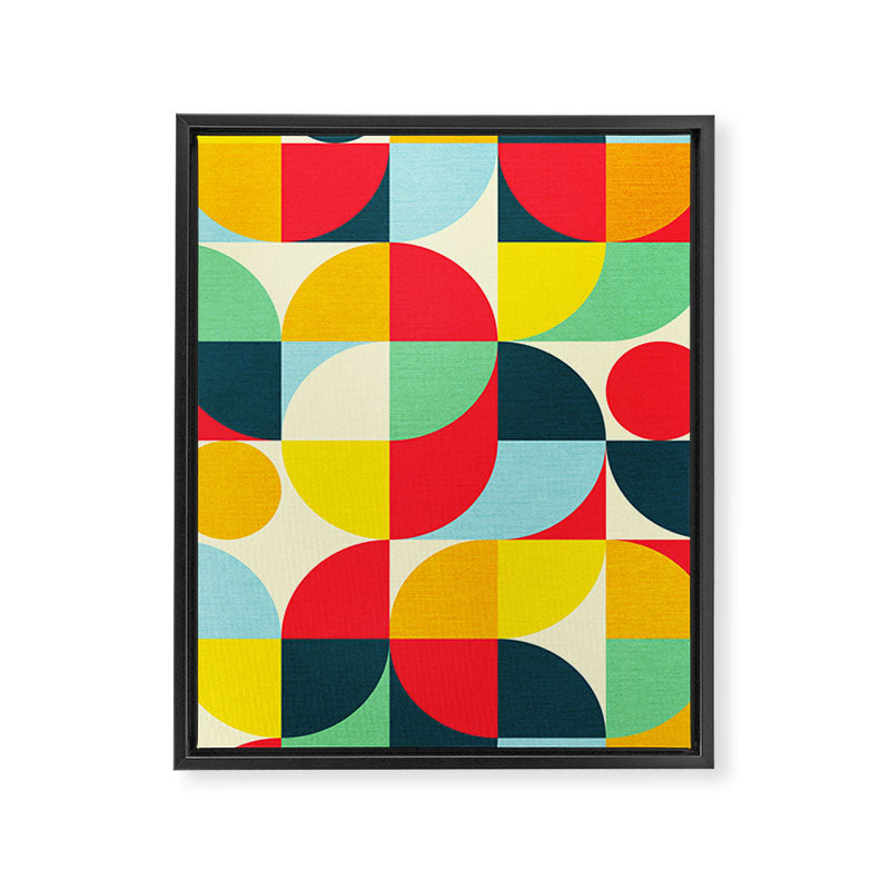 Mid Century Bauhaus Geometric Pattern Framed Canvas Print Gallery Image 6