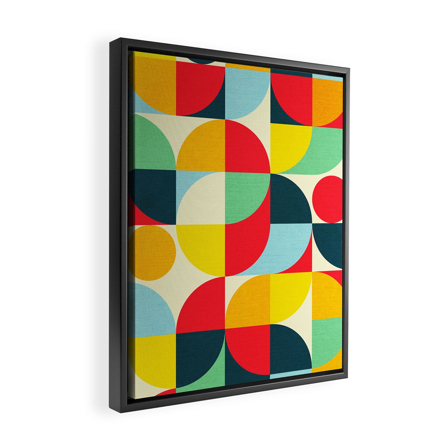 Mid Century Bauhaus Geometric Pattern Framed Canvas Print Gallery Image 2