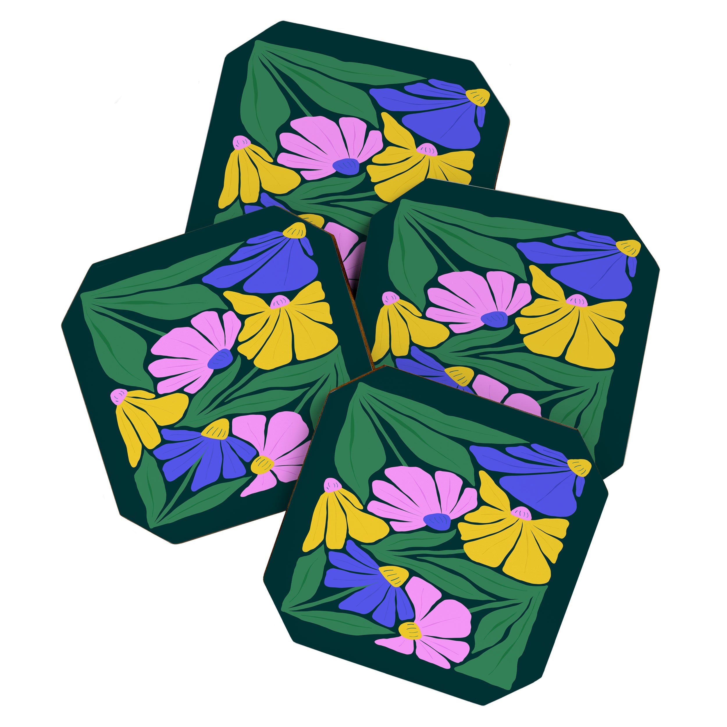 Midnight Summer: Matisse Foliage | Flower Market 001 Coaster Gallery Image 1