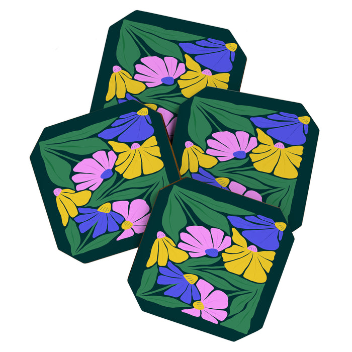 Midnight Summer: Matisse Foliage | Flower Market 001 Coaster Gallery Image 1