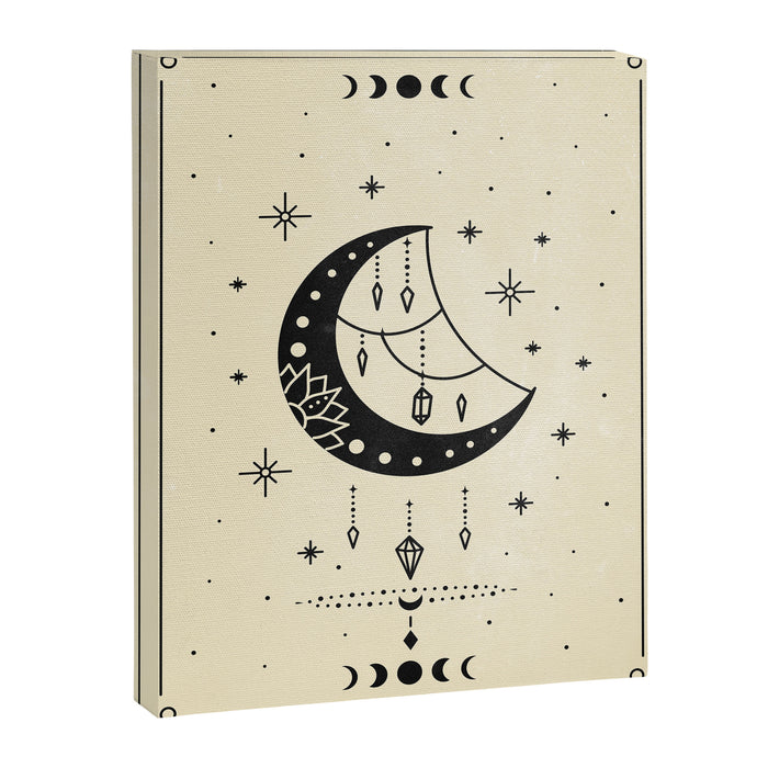 Mystic Moon & Stars: The Beige Edition Canvas Print Gallery Image 1