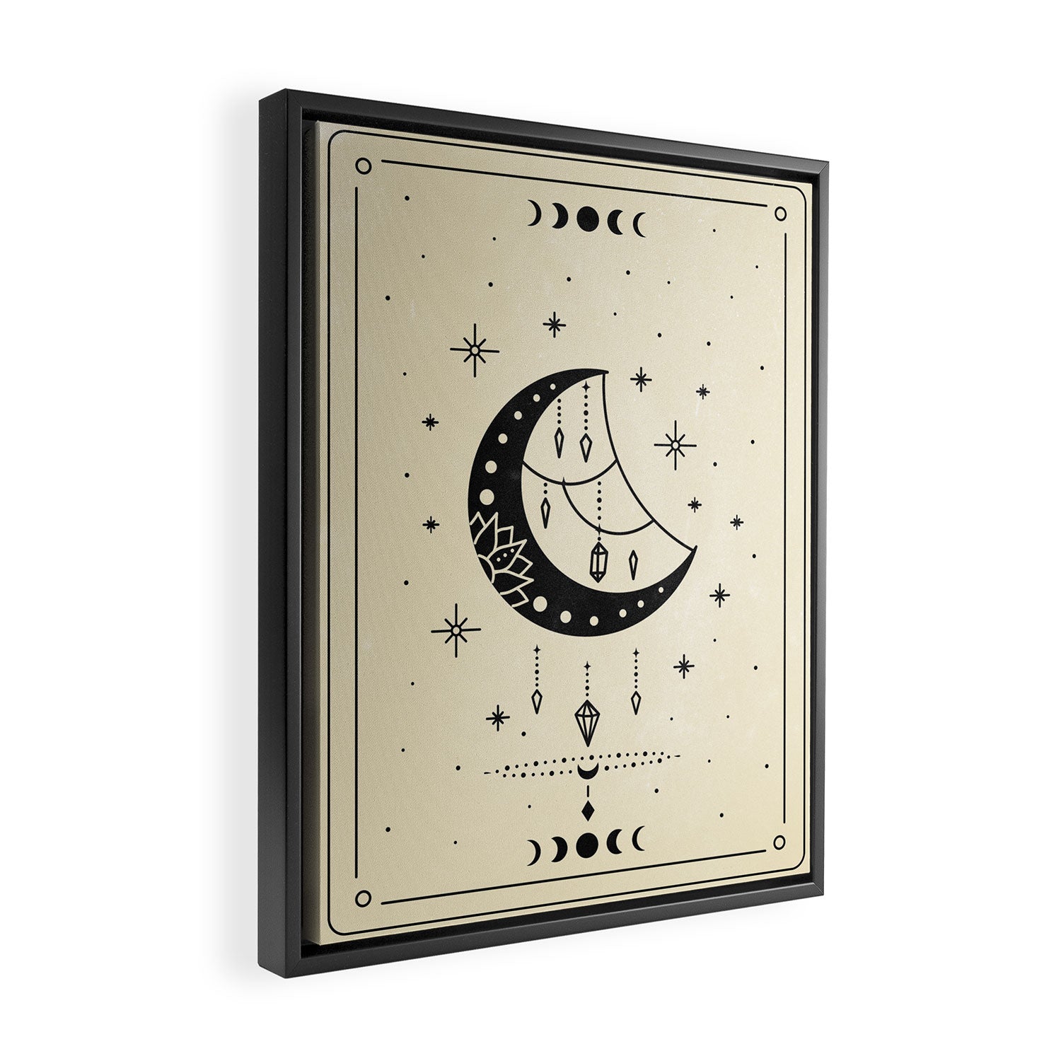 Mystic Moon & Stars: The Beige Edition Framed Canvas Print Gallery Image 2