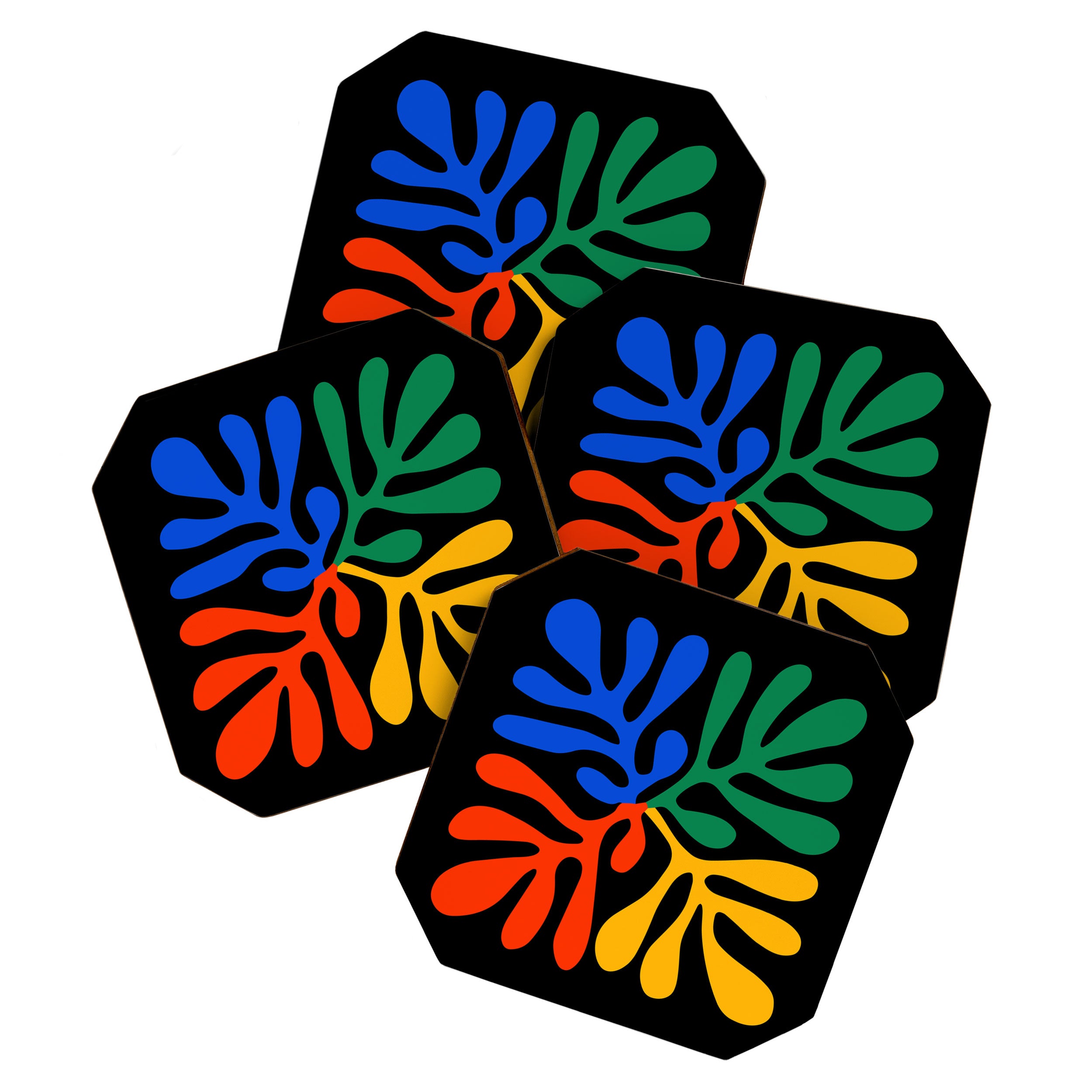 Nature Leaf Cutouts II: Night Edition | Mid-Century Henri Matisse Series Coaster Gallery Image 1