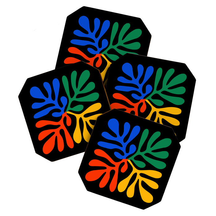 Nature Leaf Cutouts II: Night Edition | Mid-Century Henri Matisse Series Coaster Gallery Image 1
