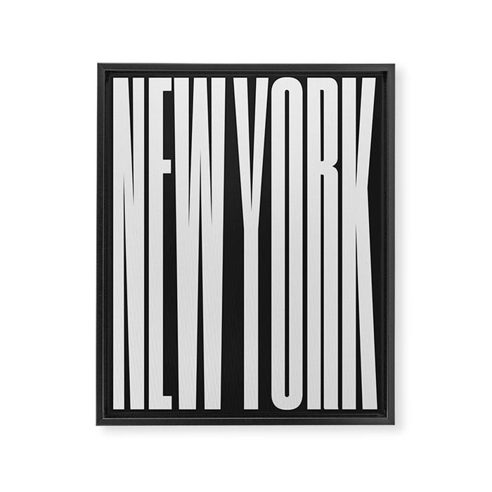 New York: B&W Typography Edition Framed Canvas Print Gallery Image 1