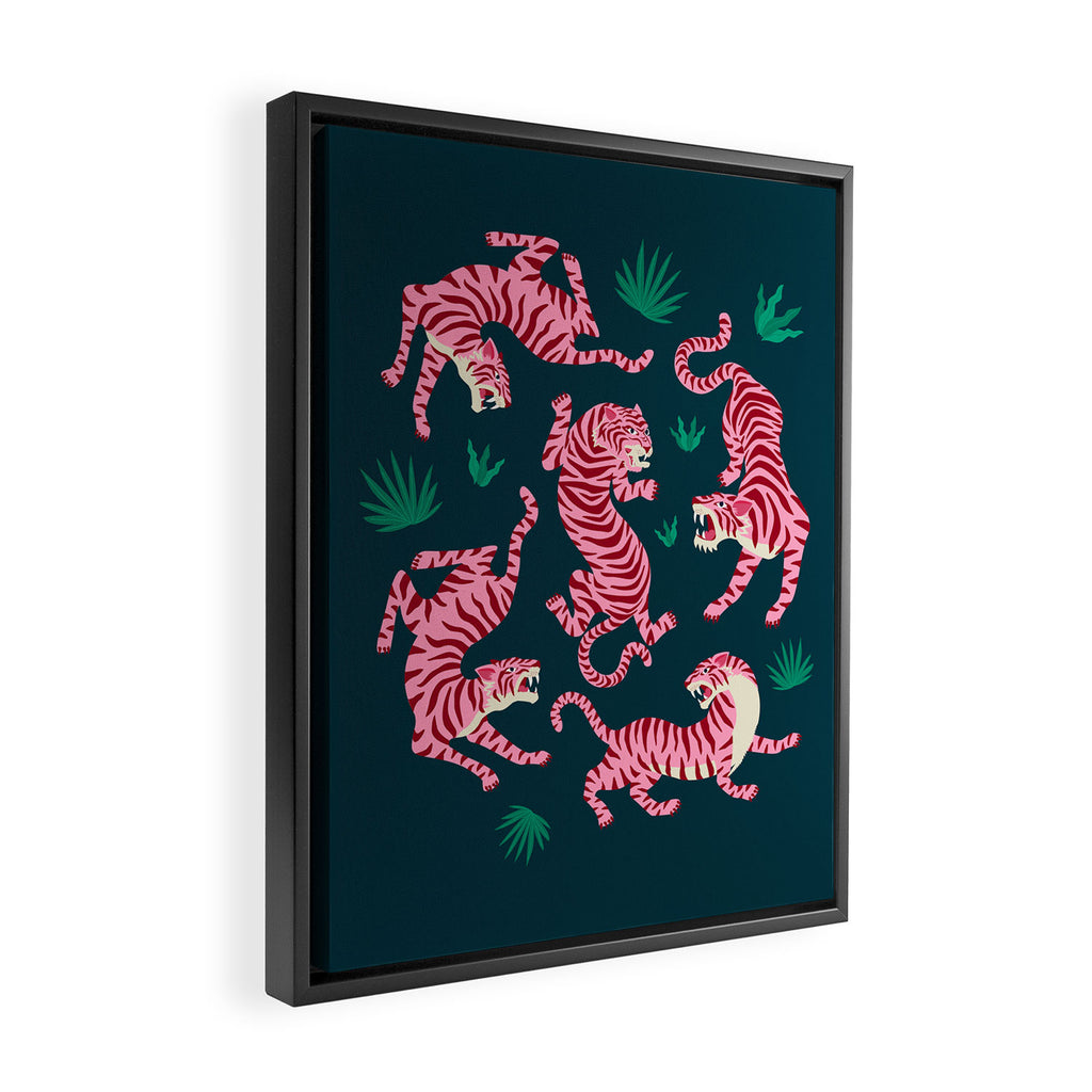 Night Race: Pink Tiger Edition Framed Canvas Print Gallery Image 2
