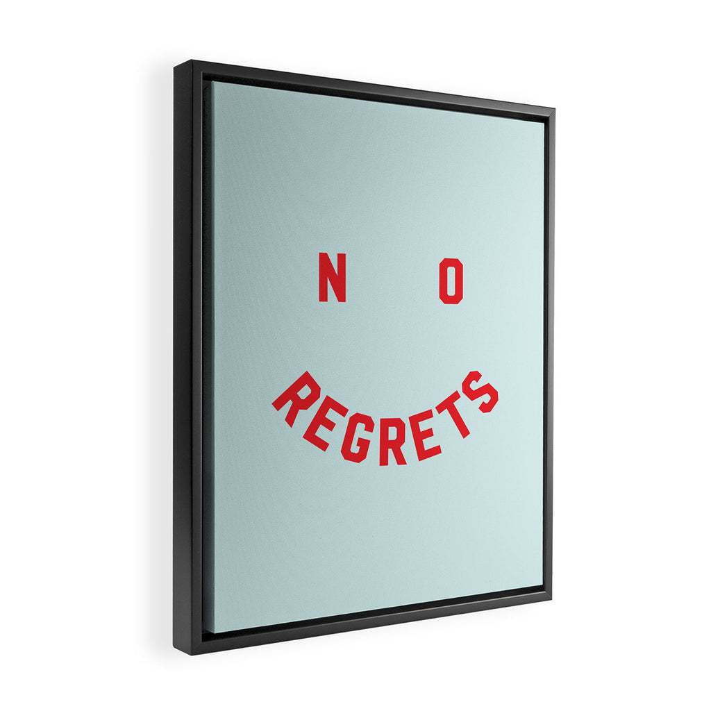No Regrets | Minimal Typography Framed Canvas Print Gallery Image 2