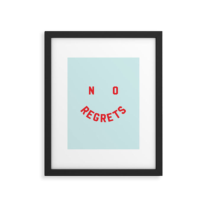 No Regrets | Minimal Typography Framed Art Print Gallery Image 1