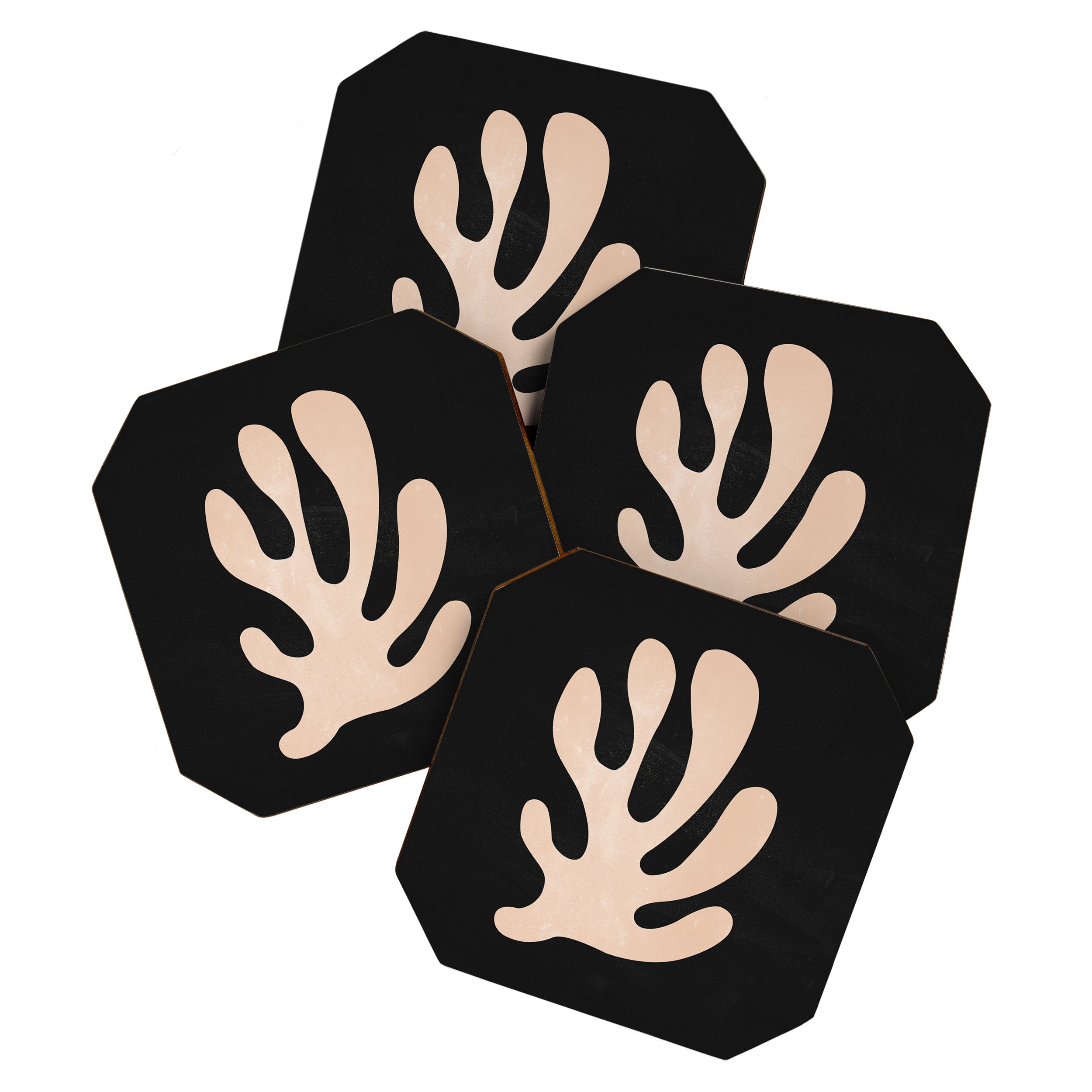 Noir Leaf: Mid Century Modern Matisse Edition Coaster Gallery Image 1