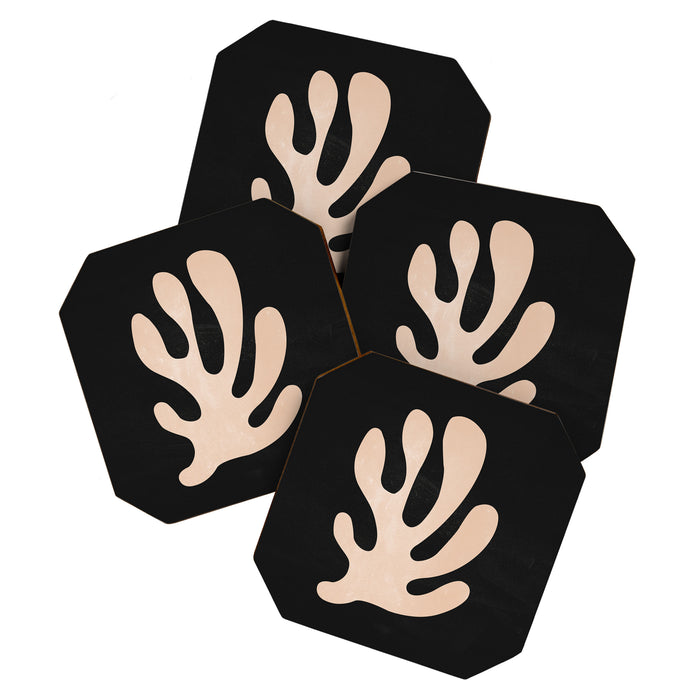Noir Leaf: Mid Century Modern Matisse Edition Coaster Gallery Image 1