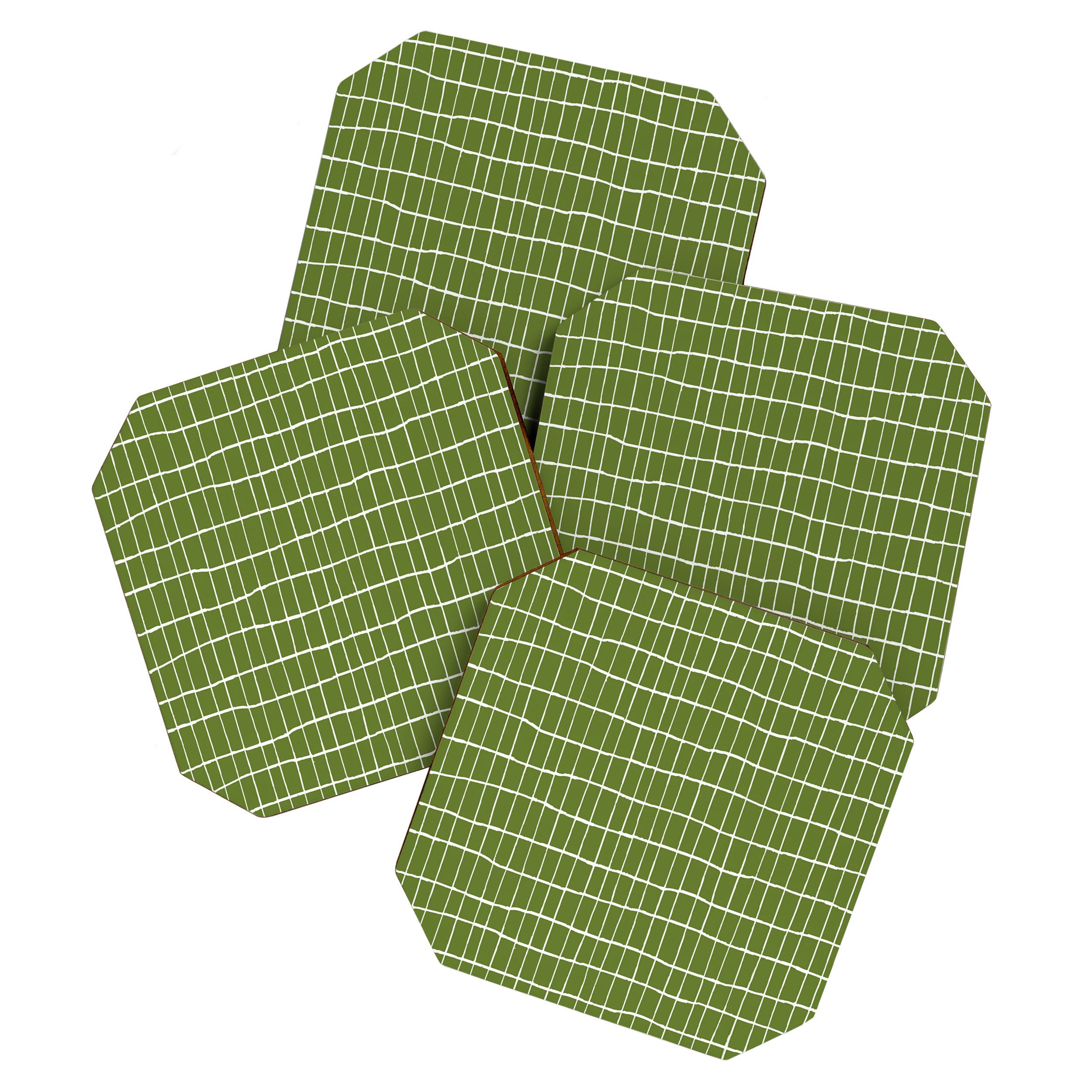 Olive Green Grid | PATTERN 05: The Retro Edition Coaster Gallery Image 1