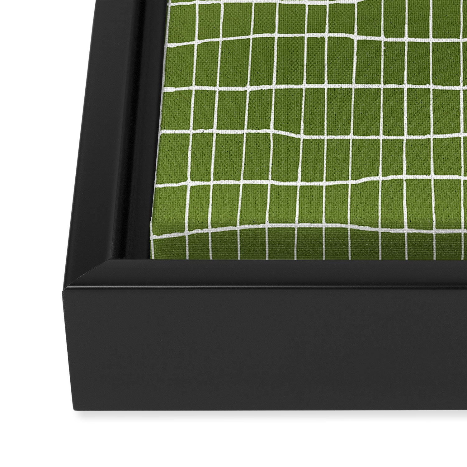 Olive Green Grid | PATTERN 05: The Retro Edition Framed Canvas Print Gallery Image 3