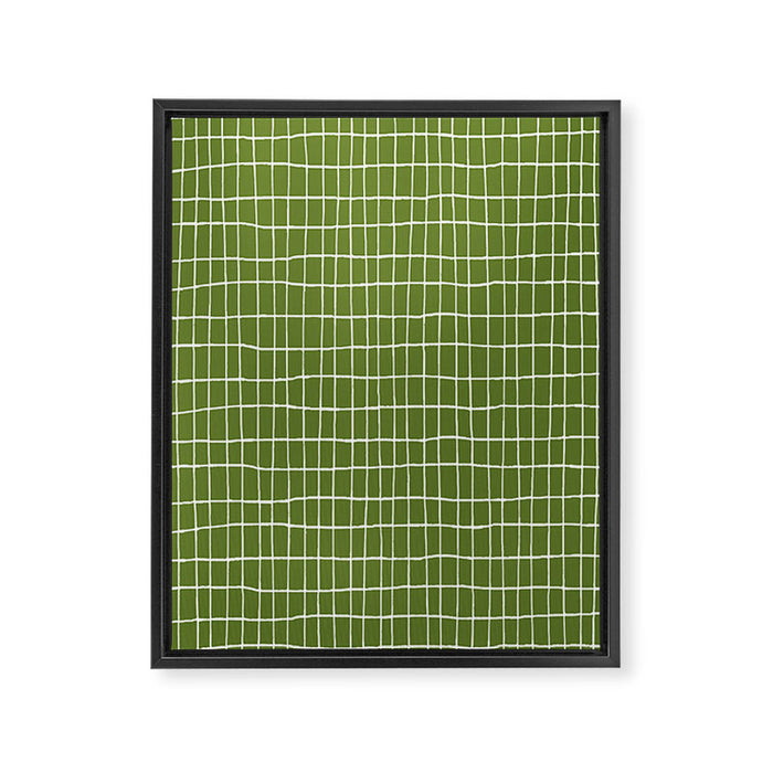 Olive Green Grid | PATTERN 05: The Retro Edition Framed Canvas Print Gallery Image 1