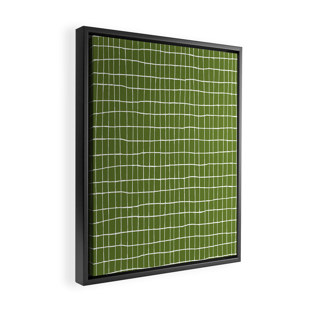 Olive Green Grid | PATTERN 05: The Retro Edition Framed Canvas Print Gallery Image 2
