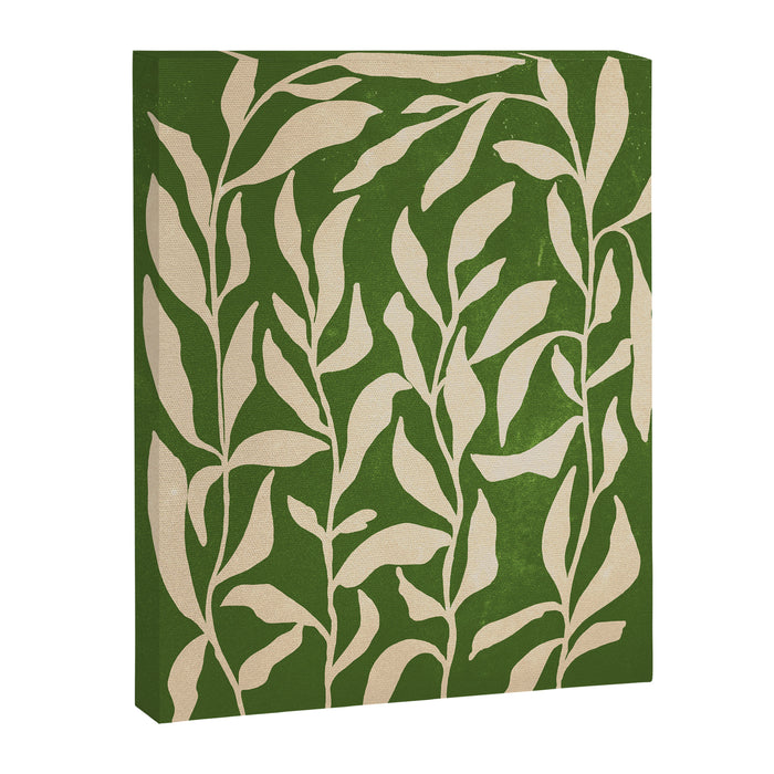 Olive Green Leaves: Mid Century Edition Canvas Print Gallery Image 1