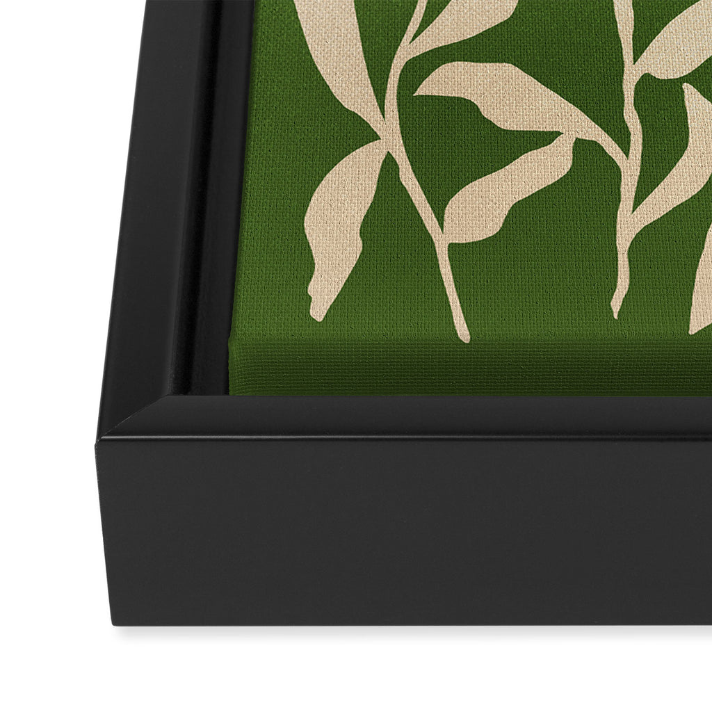 Olive Green Leaves: Mid Century Edition Framed Canvas Print Gallery Image 3