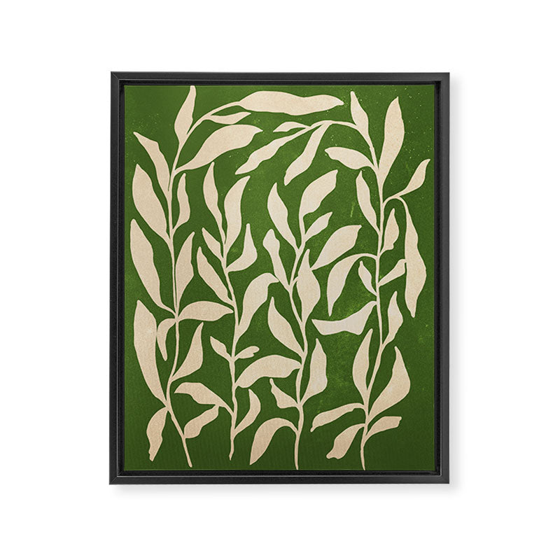 Olive Green Leaves: Mid Century Edition Framed Canvas Print Gallery Image 6