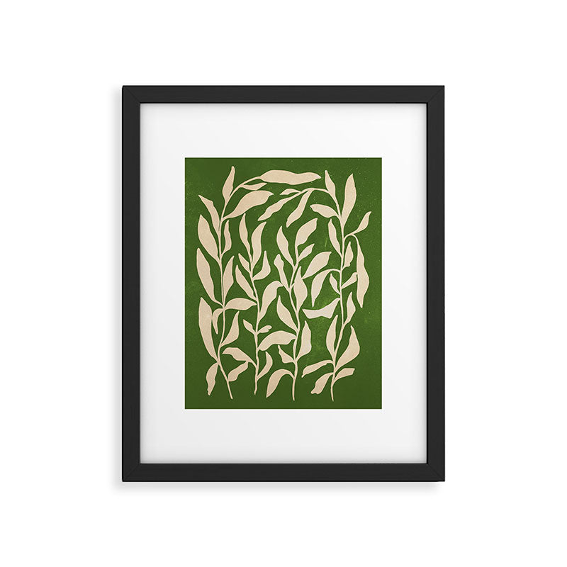 Olive Green Leaves: Mid Century Edition Framed Art Print Gallery Image 5